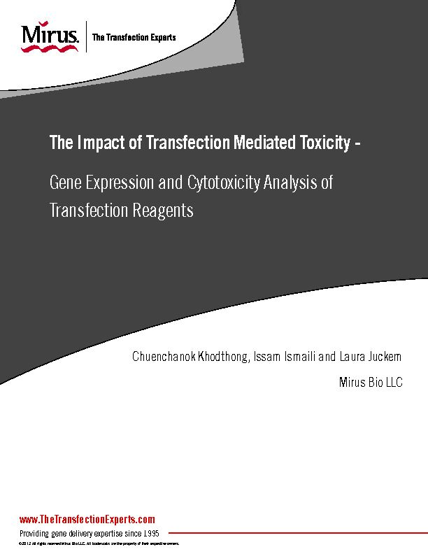 [PDF] The Impact of Transfection Mediated Toxicity - Mirus Bio