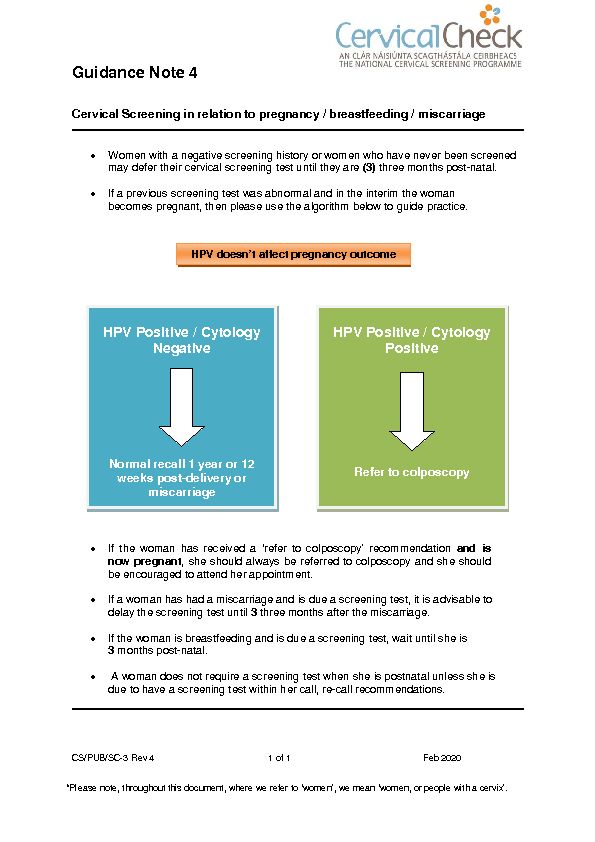 [PDF] Guidance Note 4 - Cervical screening - CervicalCheck