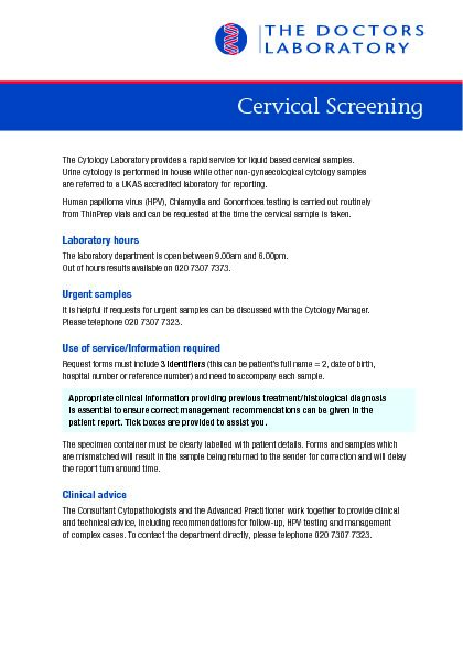 [PDF] Cervical Screening - The Doctors Laboratory