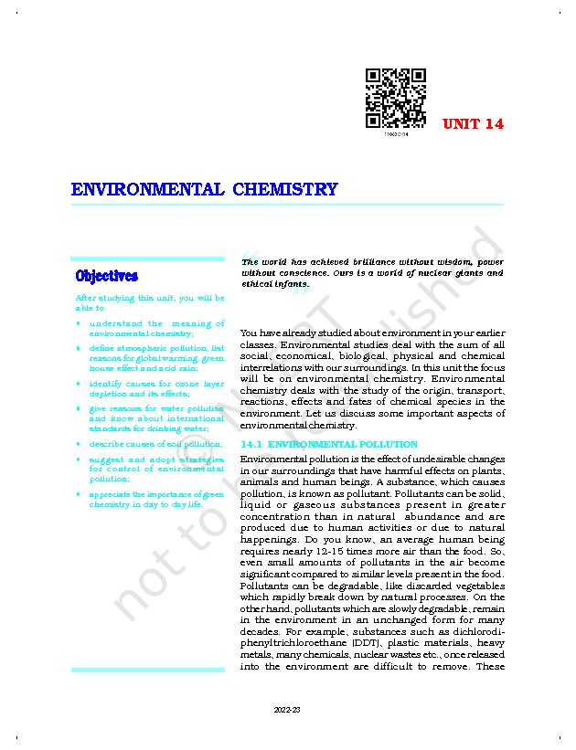 [PDF] ENVIRONMENTAL CHEMISTRY - NCERT