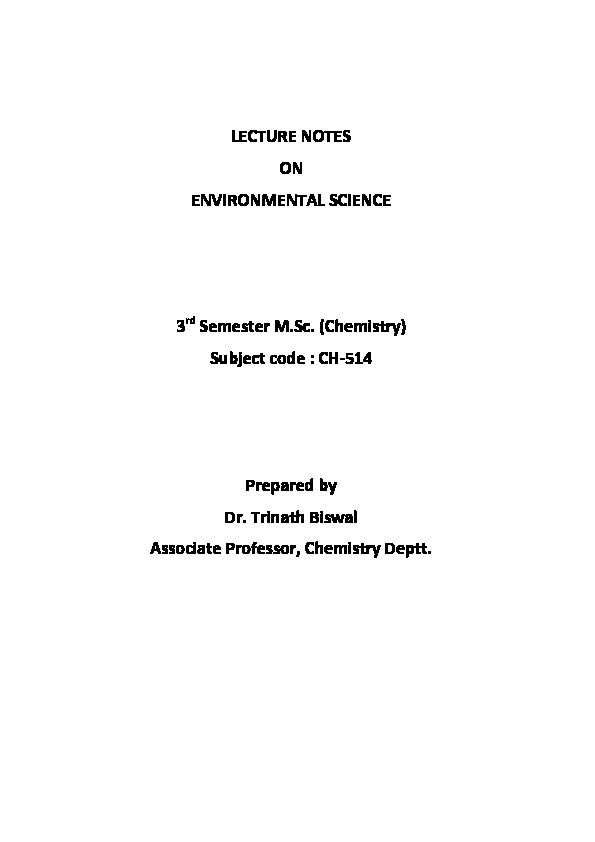 [PDF] lecture notes on environmental science 3 - VSSUT