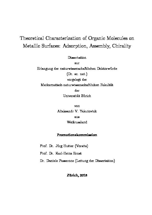 [PDF] Theoretical Characterization of Organic Molecules on Metallic