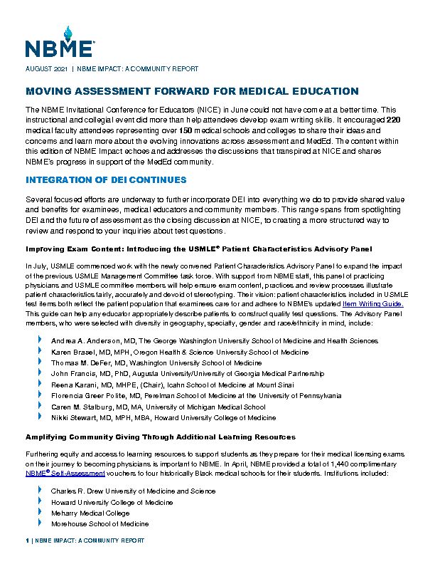 [PDF] MOVING ASSESSMENT FORWARD FOR MEDICAL EDUCATION