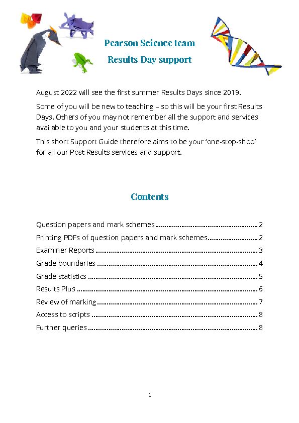 Pearson Science team Results Day support