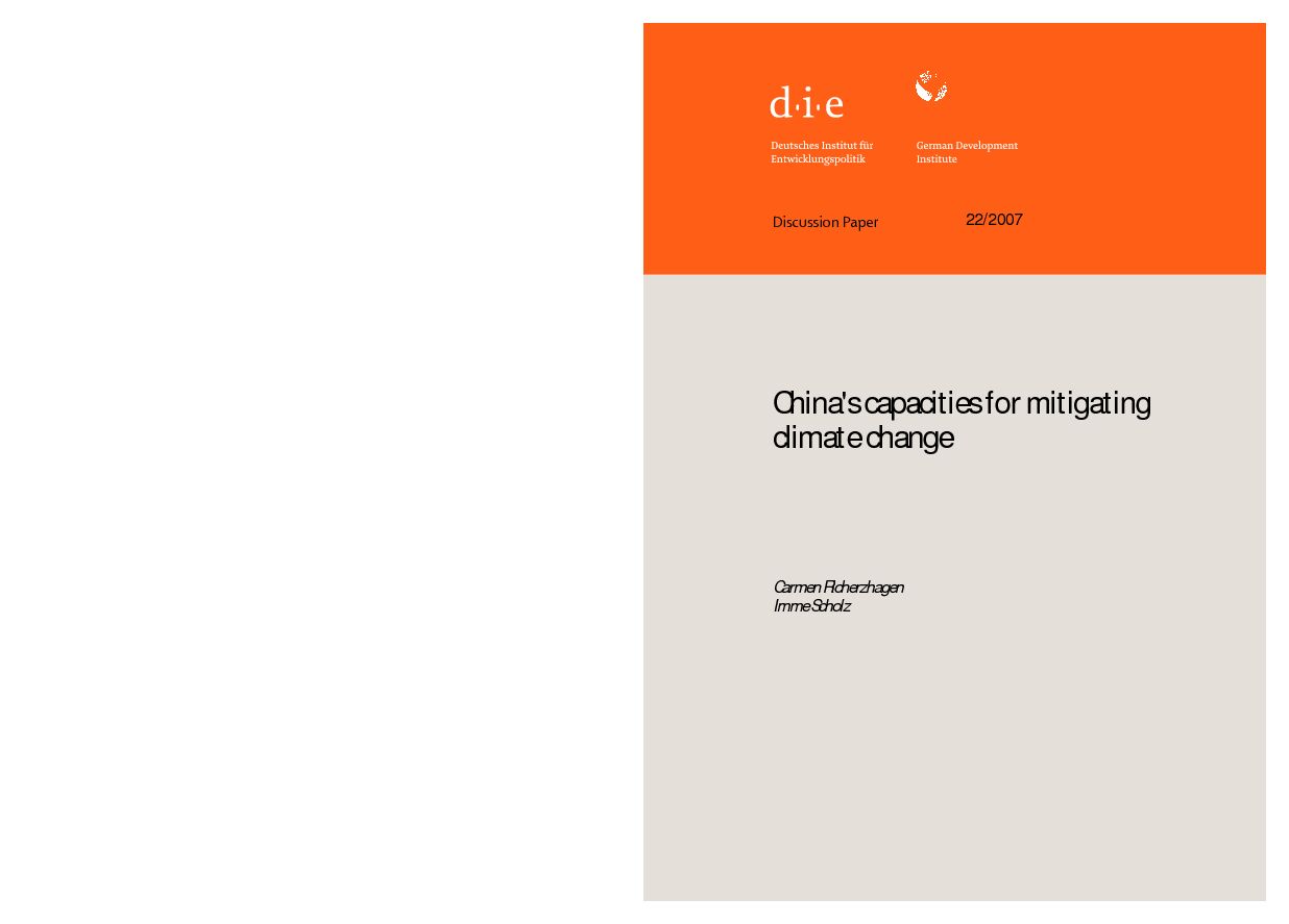 [PDF] Chinas capacities for mitigating climate change - Deutsches Institut