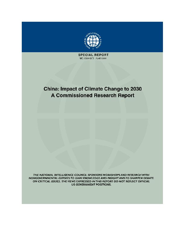 China: The Impact of Climate Change to 2030