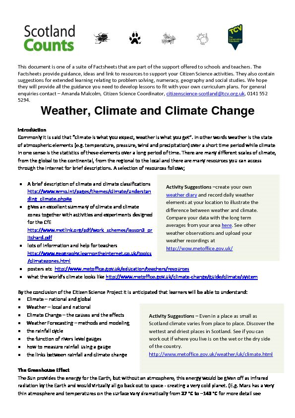 Weather, Climate and Climate Change - Scotland's environment web