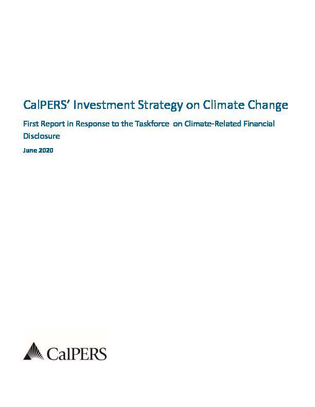 CalPERS Investment Strategy on Climate Change