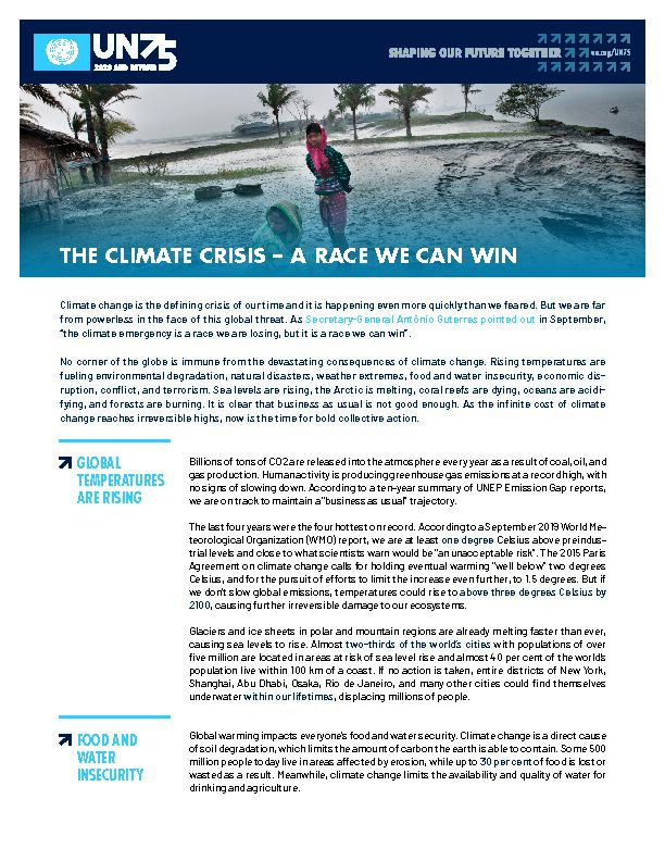 THE CLIMATE CRISIS – A RACE WE CAN WIN
