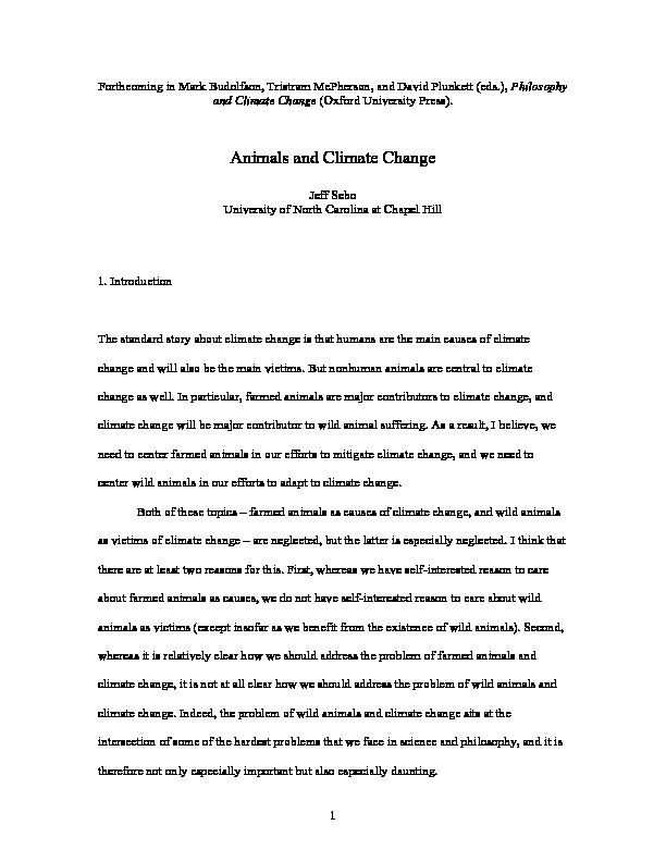 Animals and Climate Change  Jeff Sebo