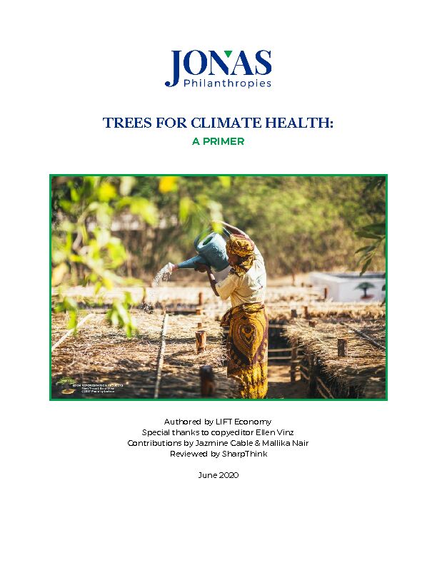 [PDF] TREES FOR CLIMATE HEALTH: - Jonas Philanthropies