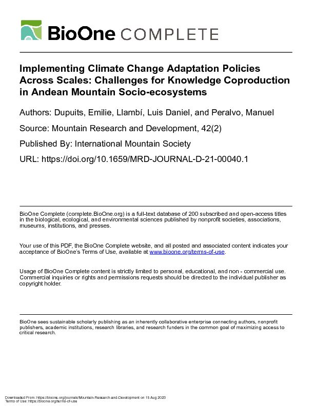 Implementing Climate Change Adaptation Policies Across Scales