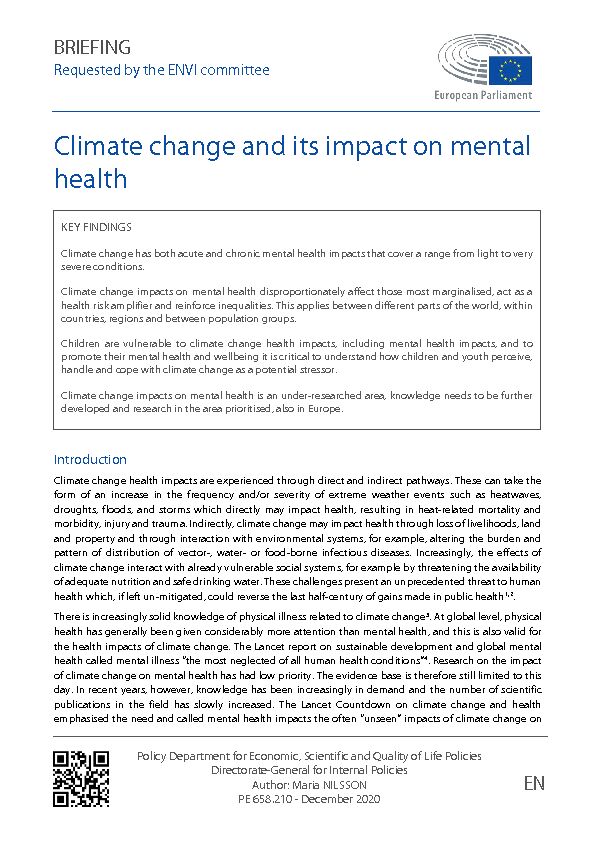 Climate change and its impact on mental health