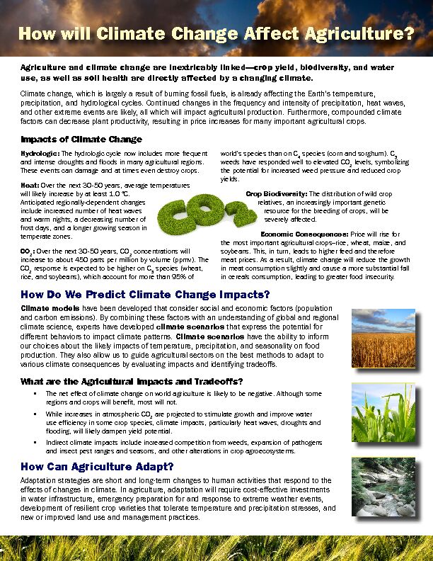 [PDF] How will Climate Change Affect Agriculture? - Soil Science Society