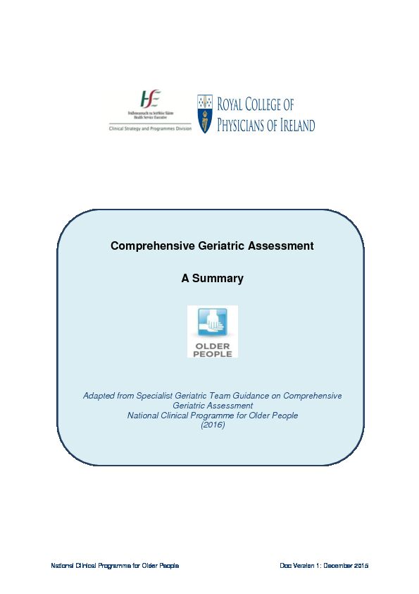 [PDF] Comprehensive Geriatric Assessment A Summary - HSE