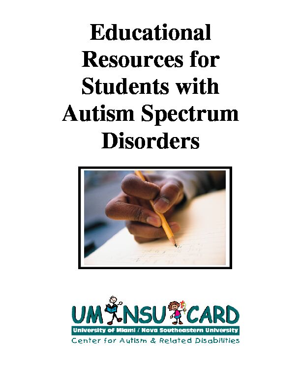 Educational Resources for Students with Autism Spectrum Disorders