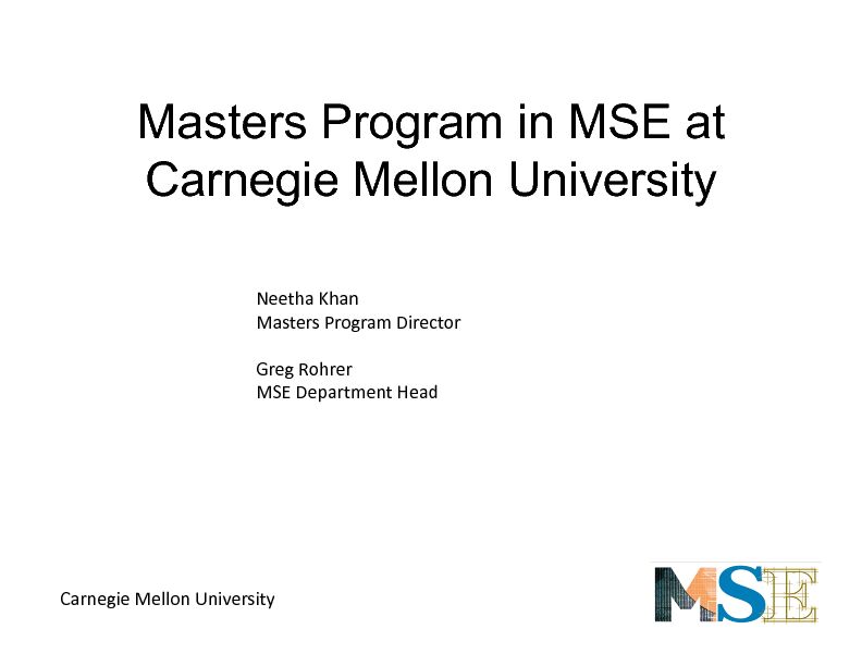 [PDF] Carnegie Mellon Masters Program in MSE - University Materials