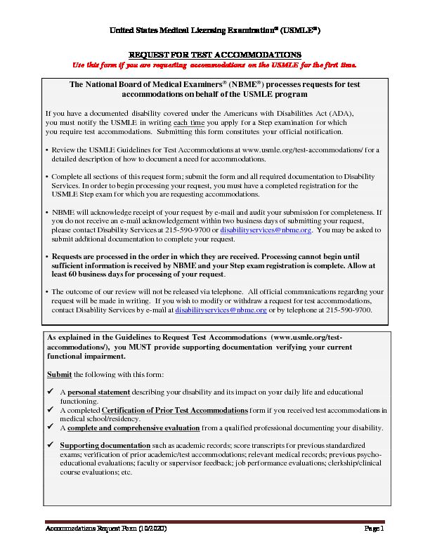 [PDF] REQUEST FOR TEST ACCOMMODATIONS - usmle