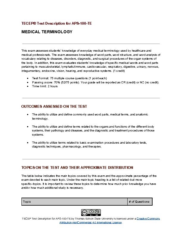[PDF] TECEP® Test Description for APS-100-TE - MEDICAL TERMINOLOGY