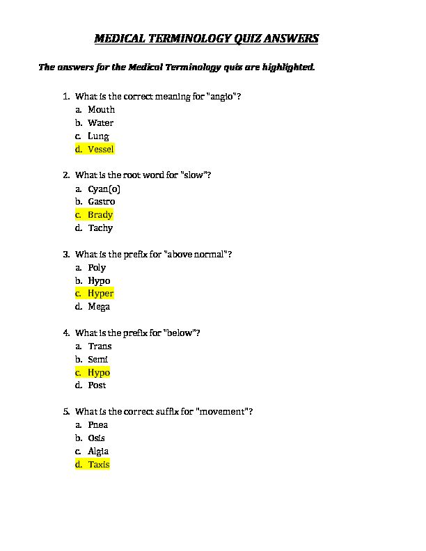 [PDF] MEDICAL TERMINOLOGY QUIZ ANSWERS - JoinFDNY