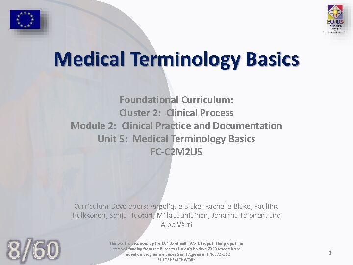 [PDF] Medical Terminology Basics - EU*US eHealth Work