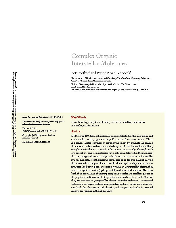 [PDF] Complex Organic Interstellar Molecules