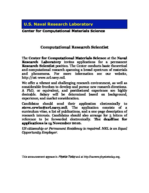 [PDF] US Naval Research Laboratory - Center for Computational Materials