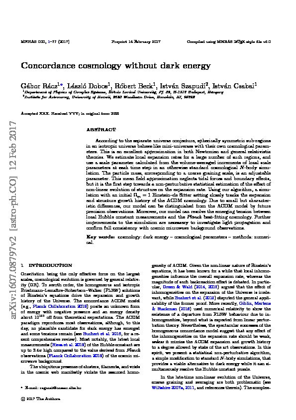 Concordance cosmology without dark energy - arXiv