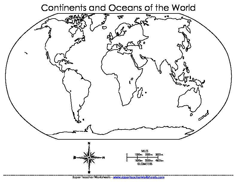 Continents and Oceans of the World - Super Teacher Worksheets