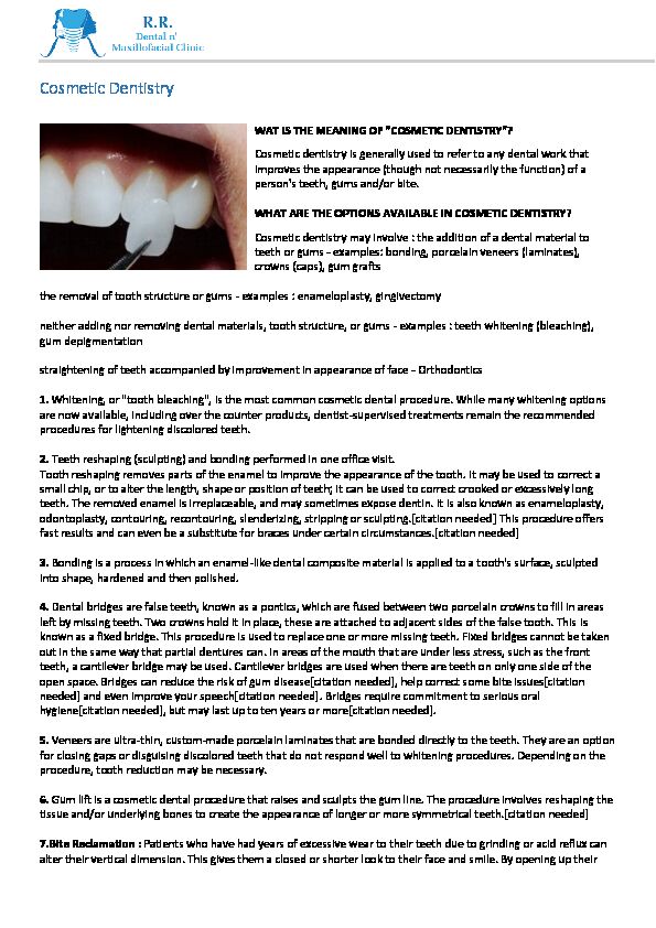 [PDF] Cosmetic Dentistry - RR Dental n maxillofacial Clinic