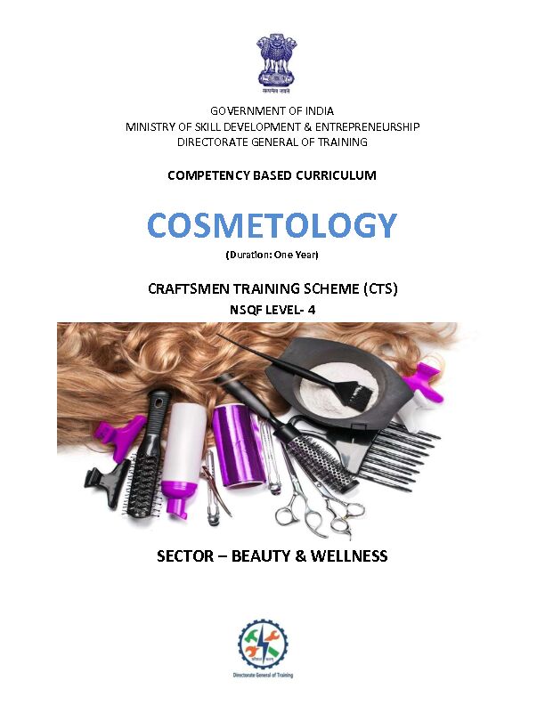 [PDF] COSMETOLOGY - Directorate General of Training