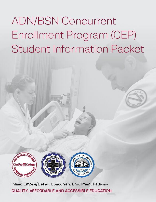 [PDF] ADN/BSN Concurrent Enrollment Program (CEP) Student