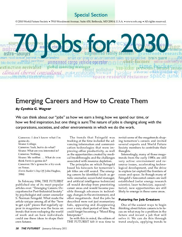 [PDF] Emerging Careers and How to Create Them - Pathways