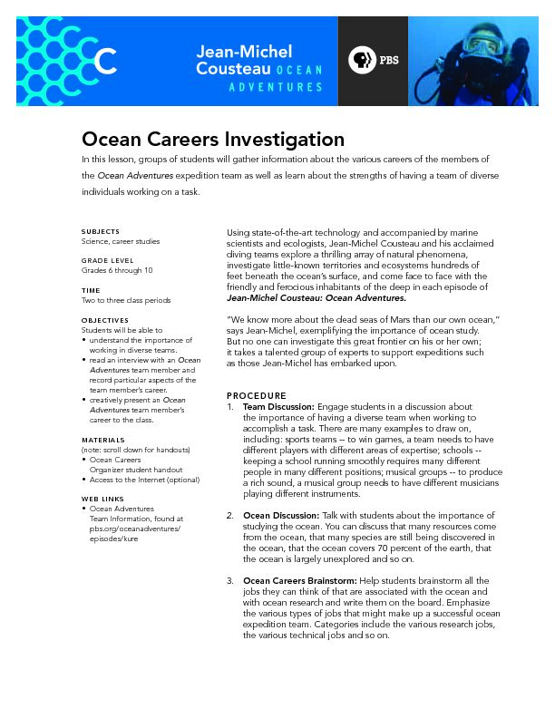 [PDF] Ocean Careers Investigation - Southeast Florida Coral Reef Initiative