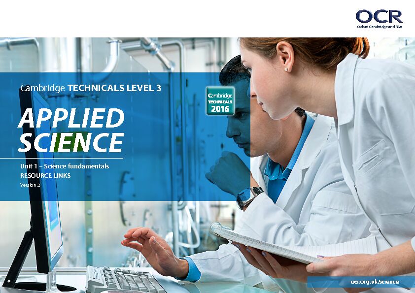[PDF] Cambridge Technicals in Applied Science: Unit 1 - OCR