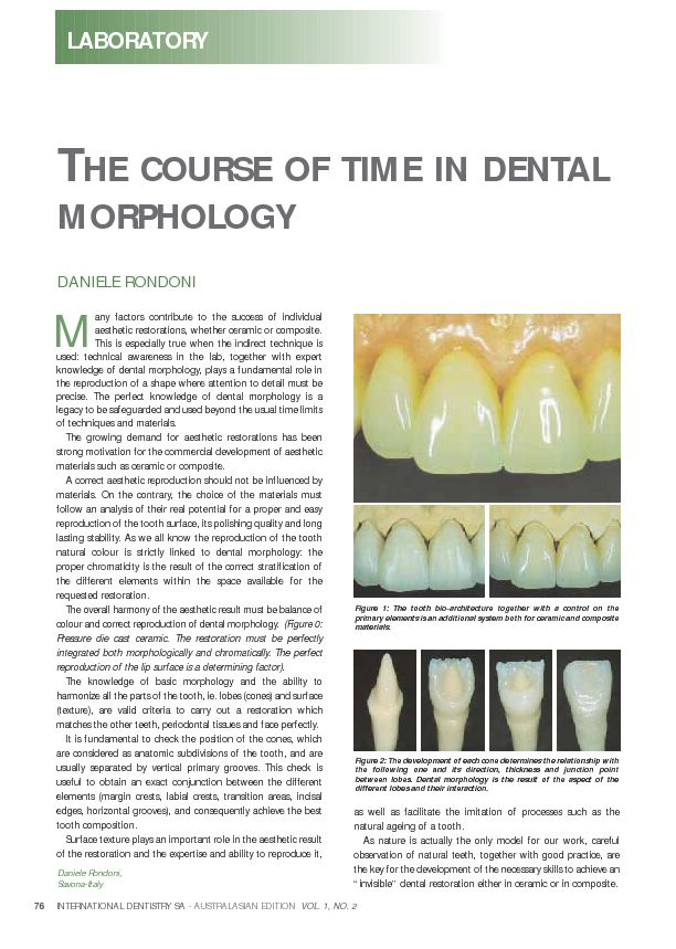 [PDF] THE COURSE OF TIME IN DENTAL MORPHOLOGY - Modern