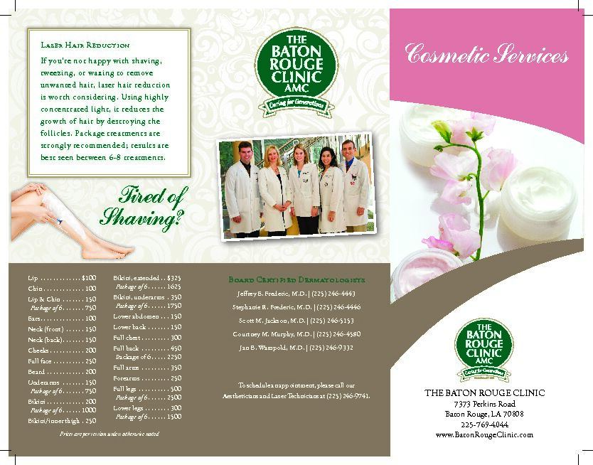 [PDF] Cosmetic Services - The Baton Rouge Clinic