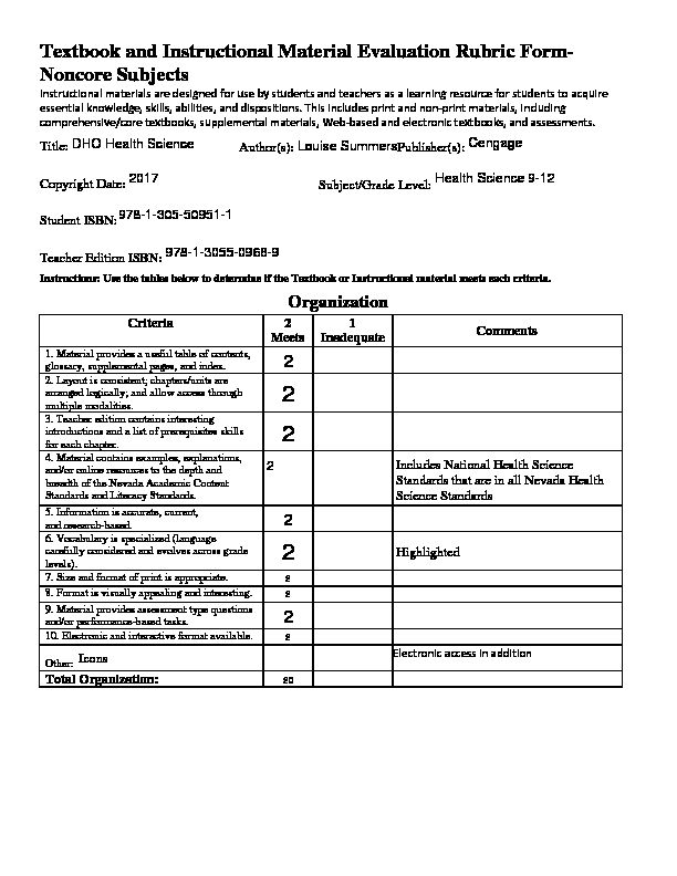 [PDF] Textbook and Instructional Material Evaluation Rubric Form