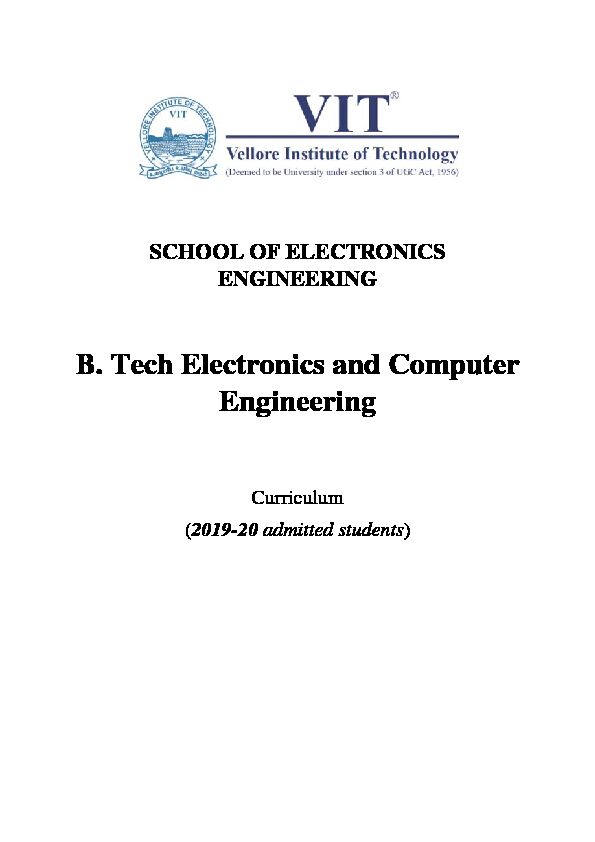 [PDF] B Tech Electronics and Computer Engineering - VIT Chennai