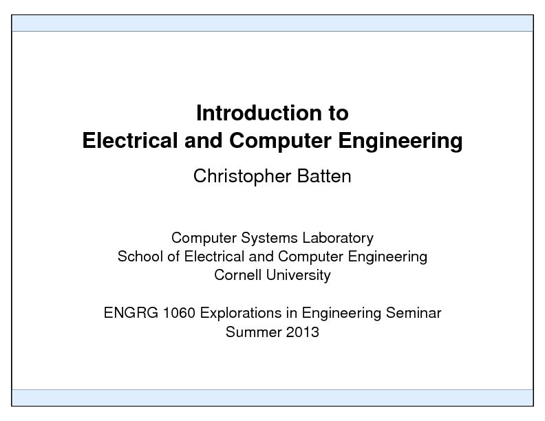 [PDF] Introduction to Electrical and Computer Engineering