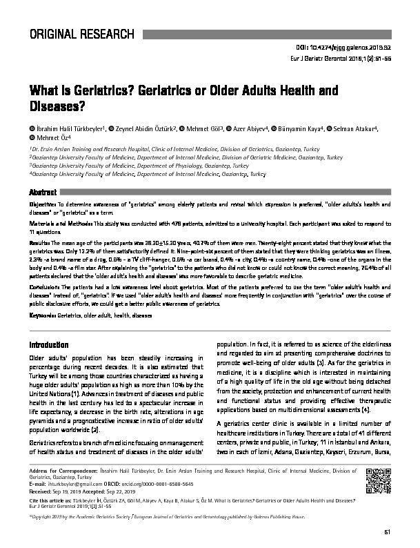 [PDF] What is Geriatrics? Geriatrics or Older Adults Health and Diseases?