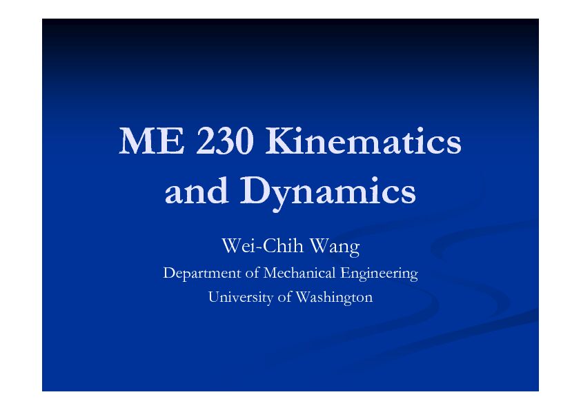 [PDF] Kinematics - ME 230 Kinematics and Dynamics - University of