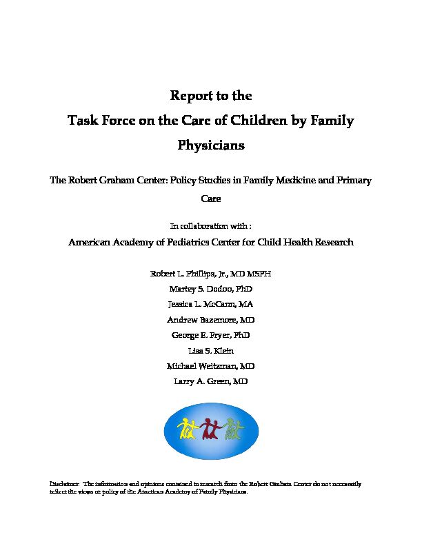 [PDF] Report to the Task Force on the Care of Children by Family Physicians