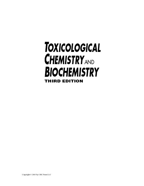 [PDF] Toxicological Chemistry and Biochemistry, Third  - CCS University