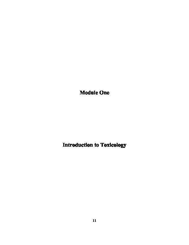 [PDF] Module One Introduction to Toxicology