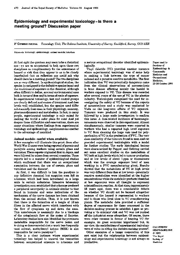 [PDF] Epidemiology and experimental toxicology-is there a meeting  - NCBI