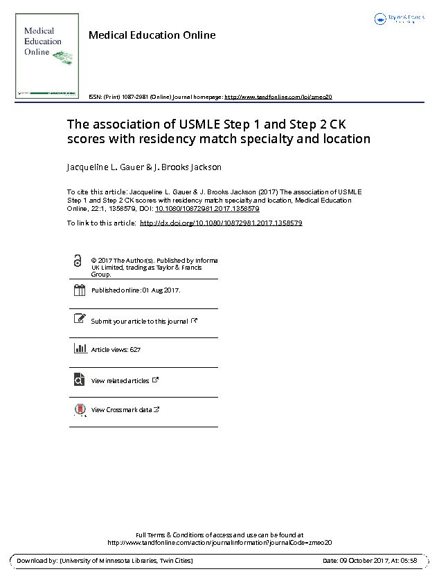 [PDF] The association of USMLE Step 1 and Step 2 CK scores with