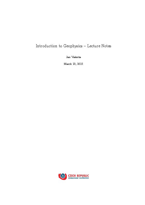 [PDF] Introduction to Geophysics – Lecture Notes