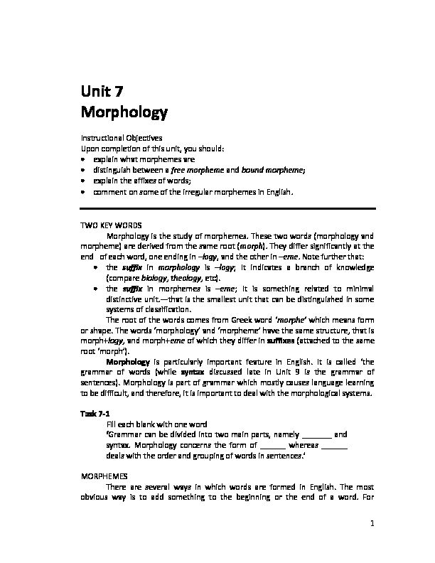 [PDF] Unit 7 Morphology
