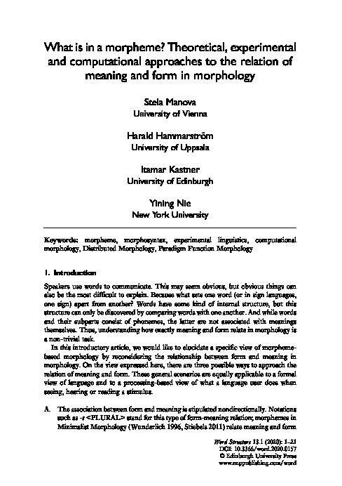 [PDF] What is in a morpheme? Theoretical, experimental and  - Yining Nie